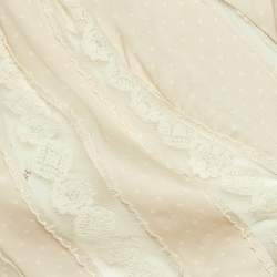 Pre Owned Zimmermann Beige Printed Satin Lace Panel Detail Blouse M