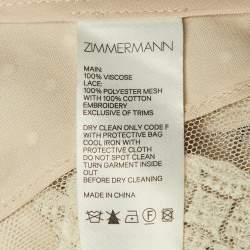 Pre Owned Zimmermann Beige Printed Satin Lace Panel Detail Blouse M