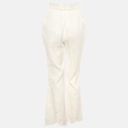 مملوكة مسبقًا Zimmermann White Linen Floral Lace Trousers XS
