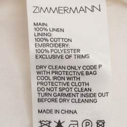 مملوكة مسبقًا Zimmermann White Linen Floral Lace Trousers XS