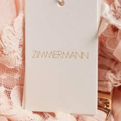 مملوكة مسبقًا فستان زيمرمان كتان مزيج برتقالي فاتح بتفاصيل طبقات ودانتيل طويل مقاس متوسط (ميديوم)