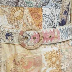 Pre Owned Zimmermann Multicolour Floral Print Linen Ruffle Hem Mini Dress L