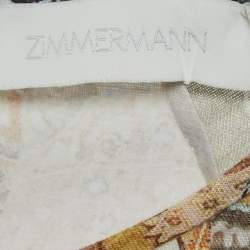 Pre Owned Zimmermann Multicolour Floral Print Linen Ruffle Hem Mini Dress L