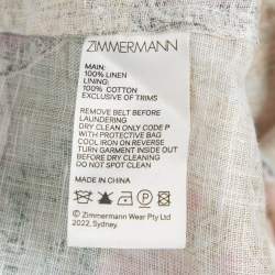 Pre Owned Zimmermann Multicolour Floral Print Linen Ruffle Hem Mini Dress L
