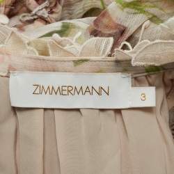 مملوكة مسبقًا Zimmermann Pink Floral Print Silk Dancer Flutter Playsuit L