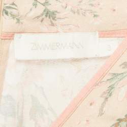Pre Owned Zimmermann Pink Floral Print Linen Mini Dress L