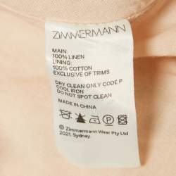 Pre Owned Zimmermann Pink Floral Print Linen Mini Dress L