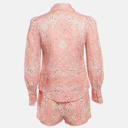 Pre Owned طقم من الكتان بنقشة بيزلي وردي زيمرمان مقاس صغير