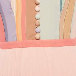 Pre Owned Zimmermann Multicolour Picnic Colour Block Pleated Midi Dress S