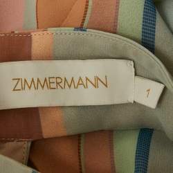 Pre Owned Zimmermann Multicolour Picnic Colour Block Pleated Midi Dress S