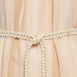 Pre Owned Zimmermann Beige Metallic Striped Cotton Tiered Maxi Dress M