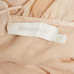 Pre Owned Zimmermann Beige Metallic Striped Cotton Tiered Maxi Dress M