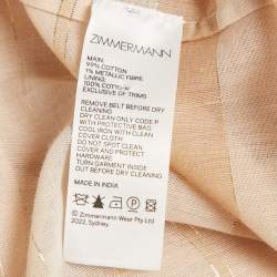 Pre Owned Zimmermann Beige Metallic Striped Cotton Tiered Maxi Dress M