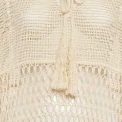 Pre Owned Zimmermann Beige Crochet Sheer Hooded Midi Dress M/L