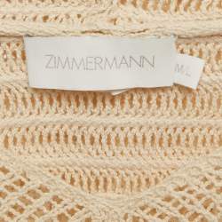 Pre Owned Zimmermann Beige Crochet Sheer Hooded Midi Dress M/L