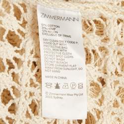 Pre Owned Zimmermann Beige Crochet Sheer Hooded Midi Dress M/L