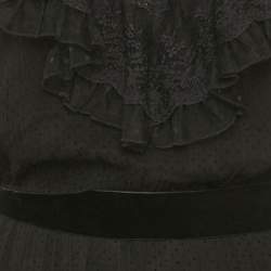 مملوكة مسبقًا فستان زيمرمان أسود حرير ودانتيل بتفاصيل مُموجة قصير مقاس متوسط