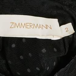 مملوكة مسبقًا فستان زيمرمان أسود حرير ودانتيل بتفاصيل مُموجة قصير مقاس متوسط