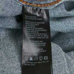 Pre Owned Zimmermann Blue Denim Tie-Up Neck Blouse S