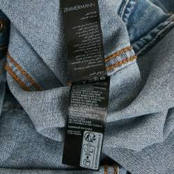 Pre Owned Zimmermann Blue Denim Tie-Up Neck Blouse S