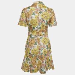 مملوكة مسبقًا Zimmermann Yellow Floral Print Poppy Belted Mini Dress S