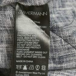 مملوكة مسبقًا فستان زيمرمان قصير موصول بطبعات بيزلي كتان أزرق كحلي مقاس صغير