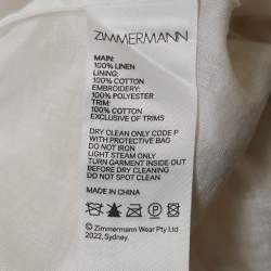 مملوكة مسبقًا Zimmermann White Floral Embroidered Linen Cut Out Maxi Dress L