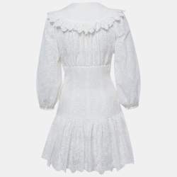 Pre Owned Zimmermann White Cotton Honour Corset Lace Short Mini Dress M