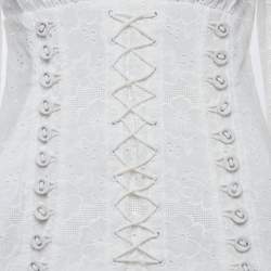 Pre Owned Zimmermann White Cotton Honour Corset Lace Short Mini Dress M