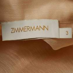 مملوكة مسبقًا بلوزة زيمرمان بيج مزيج كتان مزينة بالزهور بأزرار مقاس كبير - لارج