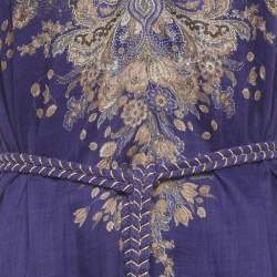 مملوكة مسبقًا فستان زيمرمان ماكسي أرجوا ني نقش بيزلي مزيج كتان أنيكي سوينج مقاس متوسط