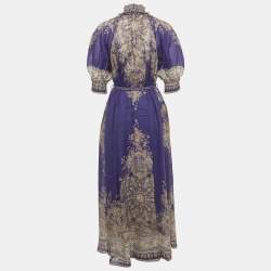 مملوكة مسبقًا فستان زيمرمان ماكسي أرجواني نقش بيزلي مزيج كتان أنيكي سوينج مقاس متوسط