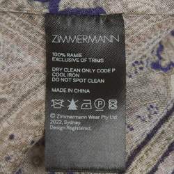 مملوكة مسبقًا فستان زيمرمان ماكسي أرجواني نقش بيزلي مزيج كتان أنيكي سوينج مقاس متوسط