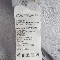 مملوكة مسبقًا توب زيمرمان كم طويل بتطريز أنجليزي من الكتان الأزرق الفاتح مقاس صغير - سمول