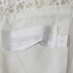 مملوكة مسبقًا Zimmermann White Linen Blend Paneled Melody Off Shoulder Mini Dress M