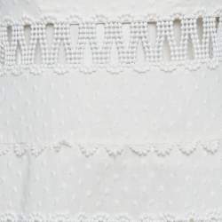 مملوكة مسبقًا Zimmermann White Linen Blend Paneled Melody Off Shoulder Mini Dress M