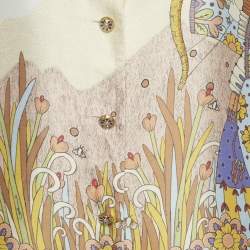 مملوكة مسبقًا قميص زيمرمان بقصة كم قصير بطباعة جرافيك بلون كريمي حرير مقاس متوسط