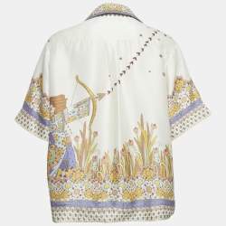 مملوكة مسبقًا قميص زيمرمان بقصة كم قصير بطباعة جرافيك بلون كريمي حرير مقاس متوسط