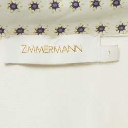 مملوكة مسبقًا قميص زيمرمان بقصة كم قصير بطباعة جرافيك بلون كريمي حرير مقاس متوسط