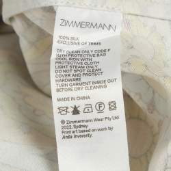 مملوكة مسبقًا قميص زيمرمان بقصة كم قصير بطباعة جرافيك بلون كريمي حرير مقاس متوسط