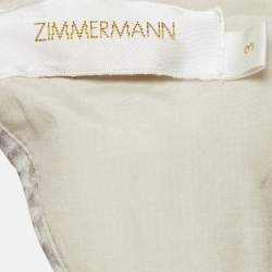 مملوكة مسبقًا فستان زيمرمان كورسيج حرير مزيج بنقشة جلد الثعبان بني بتفاصيل طيات وفتحات مقاس كبير (لارج)