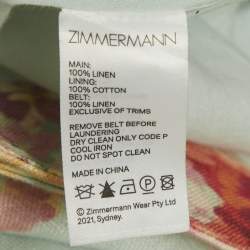 Pre Owned Zimmermann Blue Floral Print Linen Belted Shorts L