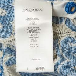 Pre Owned فستان زيمرمان أزرق بطبعة فوانيس جاكار وايلي ميدي مقاس متوسط