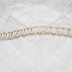 Pre Owned فستان زيماومان أبيض دانتيل فينيتو مع حزام قصير مقاس صغير (سمول)