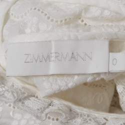 Pre Owned فستان زيماومان أبيض دانتيل فينيتو مع حزام قصير مقاس صغير (سمول)