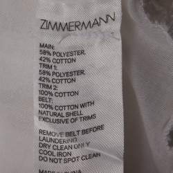 Pre Owned فستان زيماومان أبيض دانتيل فينيتو مع حزام قصير مقاس صغير (سمول)