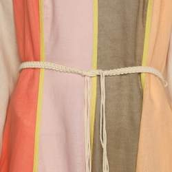 Pre Owned Zimmermann Multicolor Paneled Linen Belted Lola Maxi Dress L
