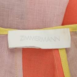 Pre Owned Zimmermann Multicolor Paneled Linen Belted Lola Maxi Dress L