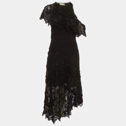 Pre Owned Zimmermann Black Embroidered Chiffon Mercer Bird Maxi Dress M