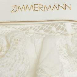 Pre Owned Zimmermann White Lace Tiered Belted Maxi Dress XS